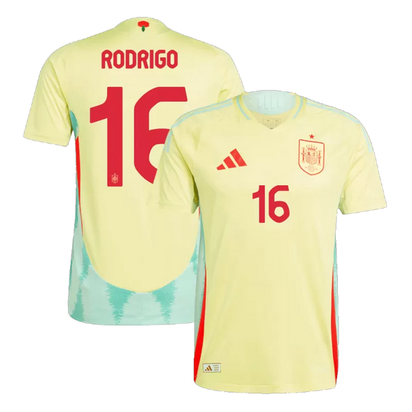 RODRIGO #16 Spain Away Authentic Soccer Jersey EURO 2024