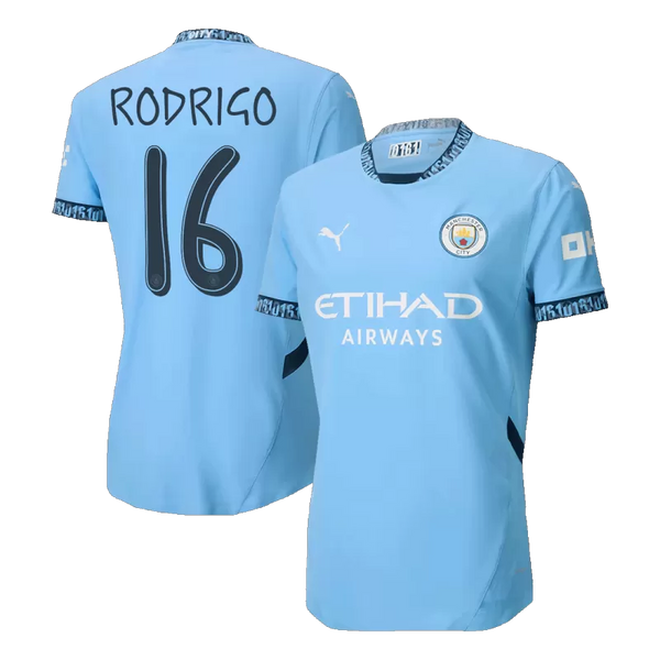 RODRIGO #16 Manchester City Home Authentic Soccer Jersey 2024/25 - UCL