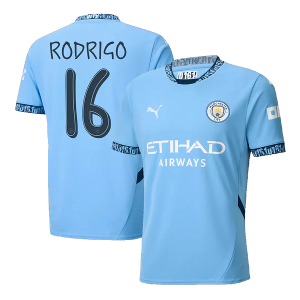 RODRIGO #16 Manchester City Home Soccer Jersey 2024/25 - UCL