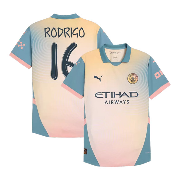 RODRIGO #16 Manchester City Fourth Away Authentic Soccer Jersey 2024/25- Definitely City (UCL)