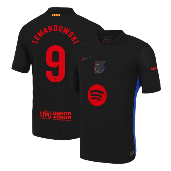 LEWANDOWSKI #9 Barcelona Away Authentic Soccer Jersey 2024/25 - Spotify Logo Without Text