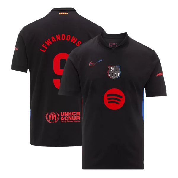 LEWANDOWSKI #9 Barcelona Away Soccer Jersey 2024/25- Spotify Logo Without Text